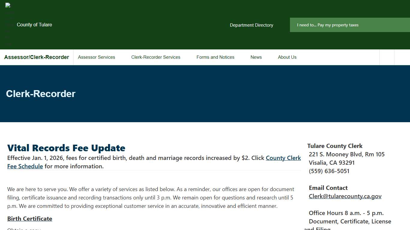 Clerk-Recorder Tulare